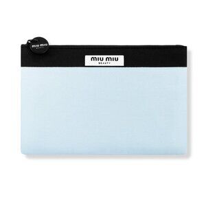 MIU MIU Beauty Trousse Pouch Light Blue and Black NWT